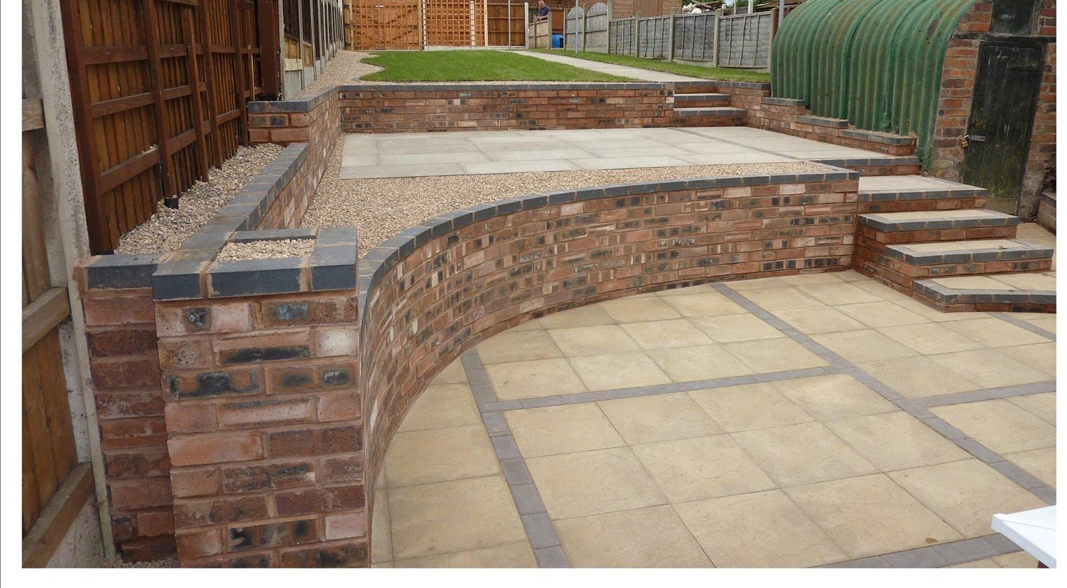 Completed terraced garden landscaping in Caldwell