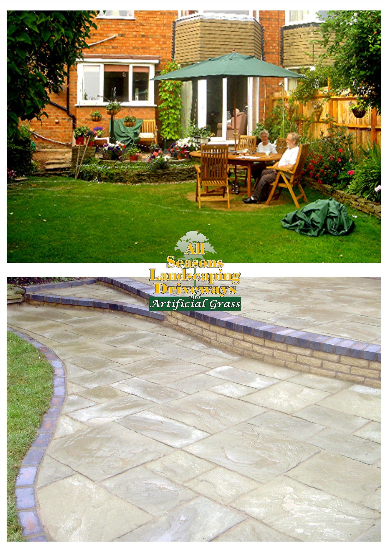 Indian sandstone slabs being laid on a full mortar bed.